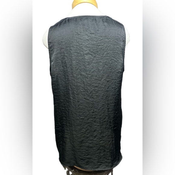 Rock and Republic Top Blouse XL Black Sleeveless Faux Leather Lace Decoration - Picture 3 of 7